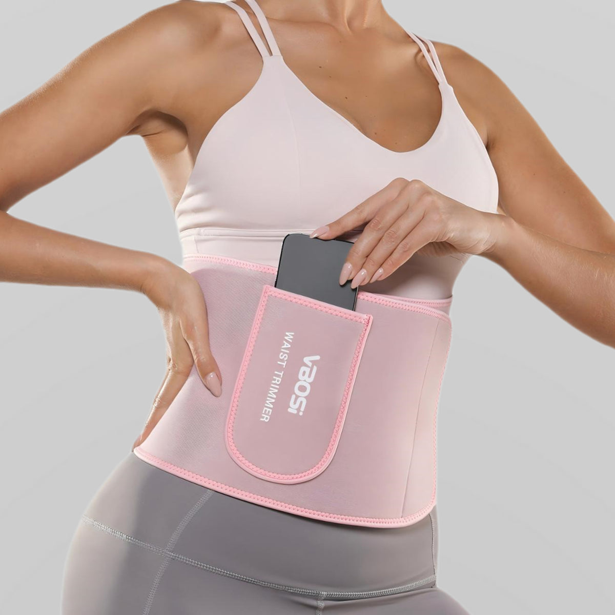 VBOSI Adjustable Waist Trimmer Belt with Silver-Coated Fabric & Wide Wraparound Fit