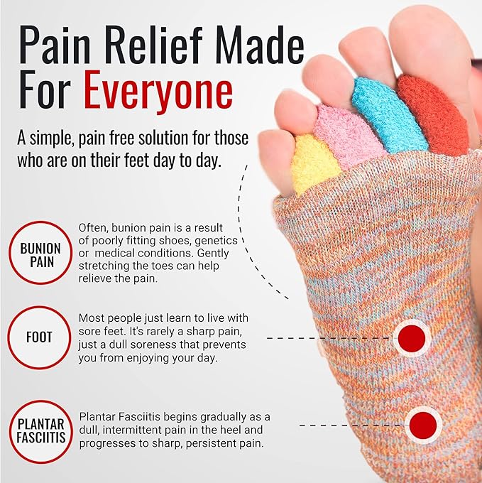 Foot Alignment Socks with Toe Separators for Men or Women
