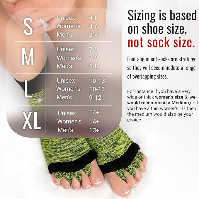 Foot Alignment Socks with Toe Separators for Men or Women