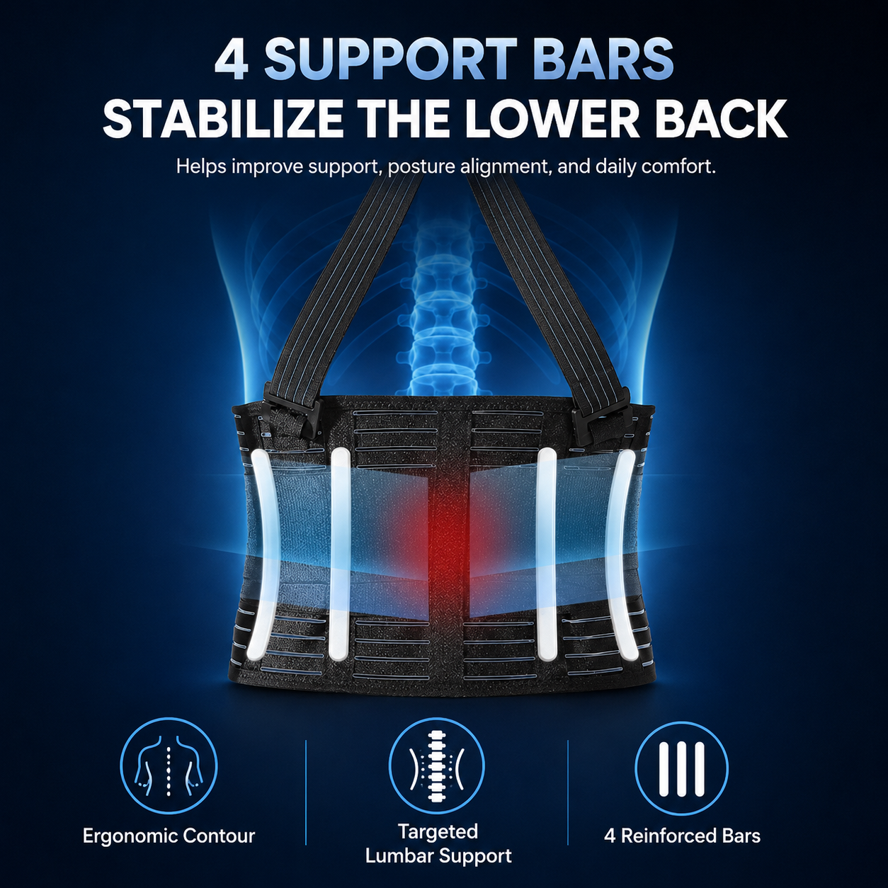 VBOSI Heavy Duty Back Support Belt with Adjustable Straps