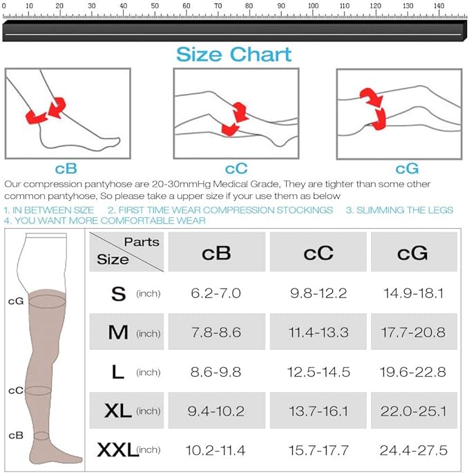 Compression Pantyhose for Women & Men, 20-30mmHg Open Toe Compression Stockings