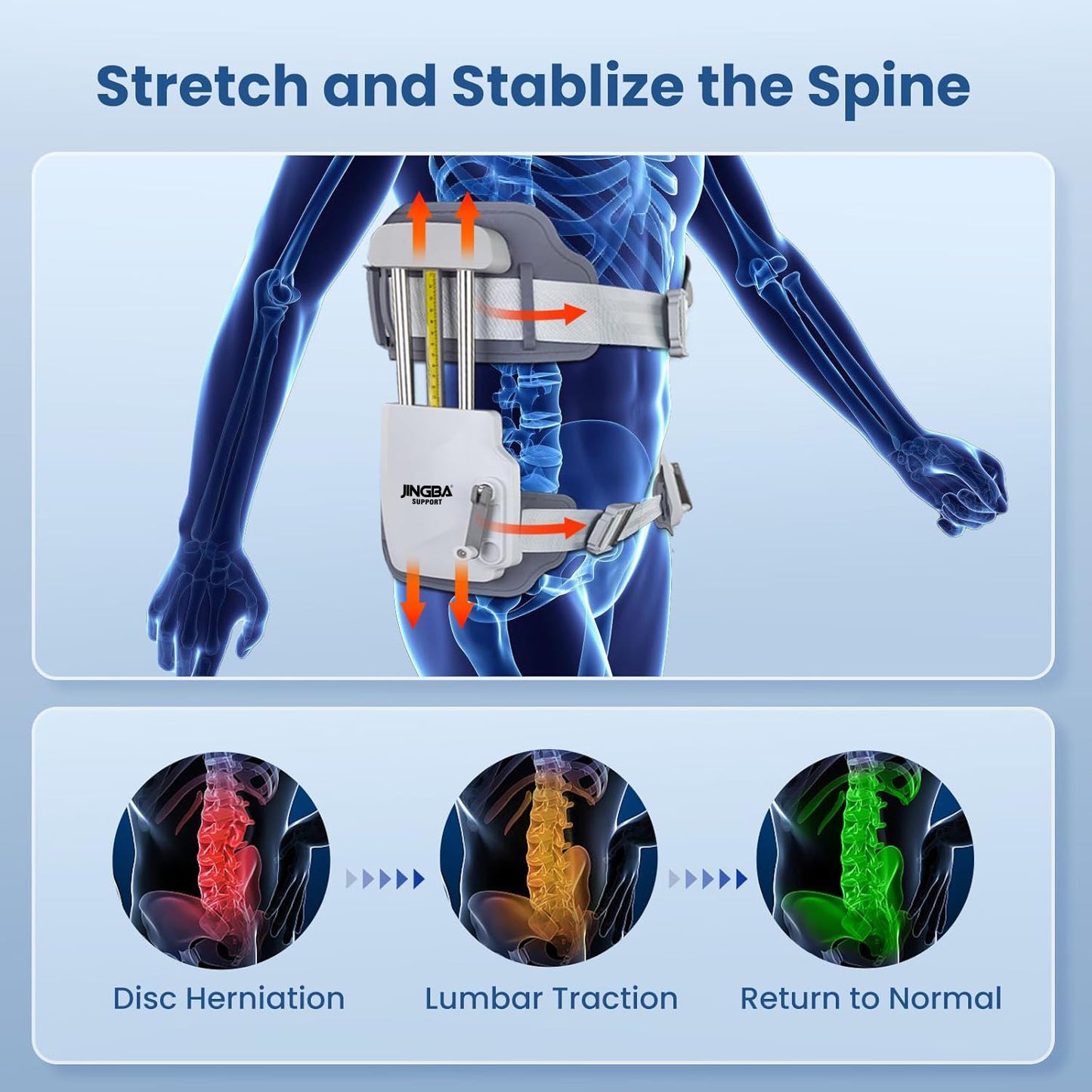 Lumbar Intervertebral Disc Traction Device (Dynamically Adjustable) - Bilateral Synchronization/Pressure Visible, Lumbar Decompression Belt