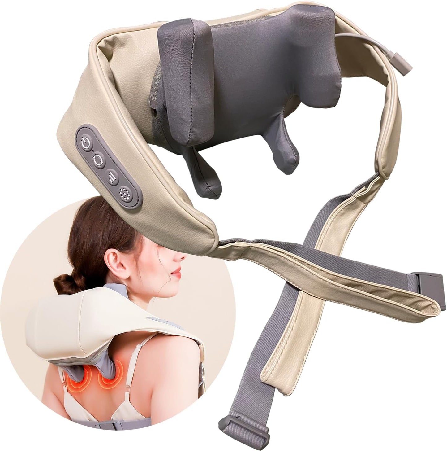 1 Piece Neck Massager with Heat, Shiatsu Shoulder Massager, Electric Kneading Back Massager