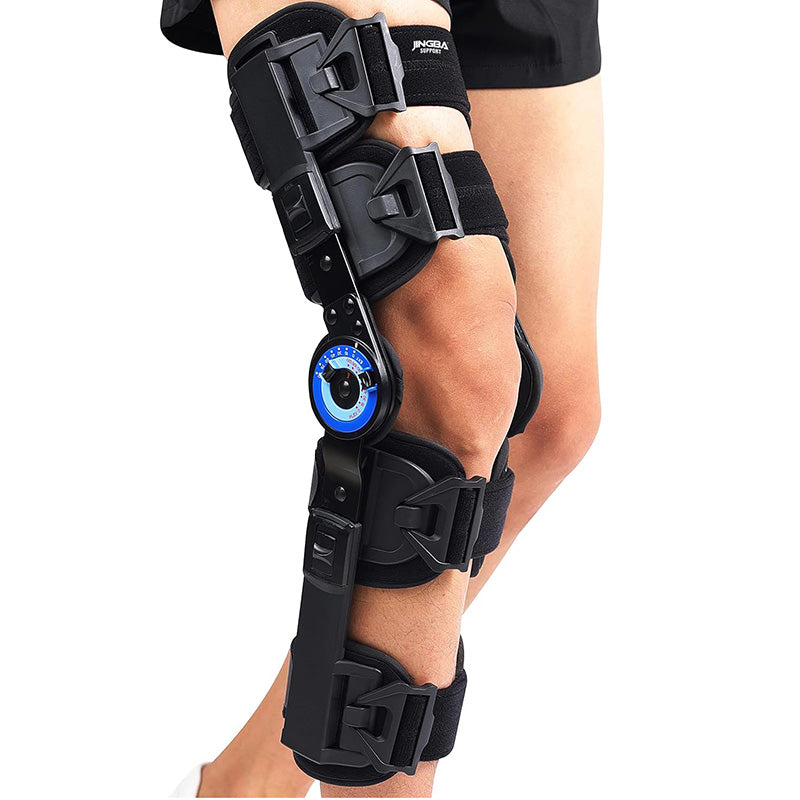 Hinged ROM Knee Brace, Post Op Recovery Stabilization, ACL, MCL and PCL Injury, Adjustable Orthopedic Support Immobilizer