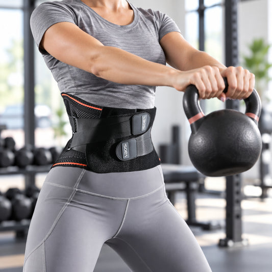 VBOSI Adjustable Back Support Belt with Dual-Pull Compression Straps & Support Bars