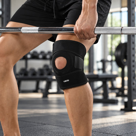 VBOSI Adjustable Open Patella Knee Brace with Dual PVC Side Stays