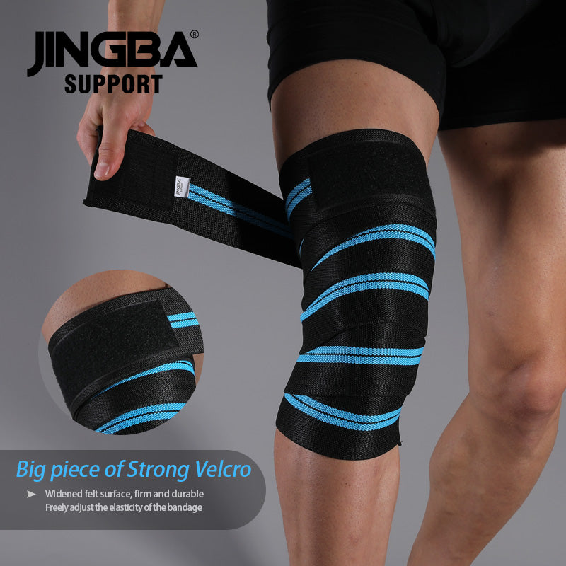 JINGBA SUPPORT 6324 Polyester Non-Slip Running Genouillère Brace High Elastic Compression Genou Bandage Wraps