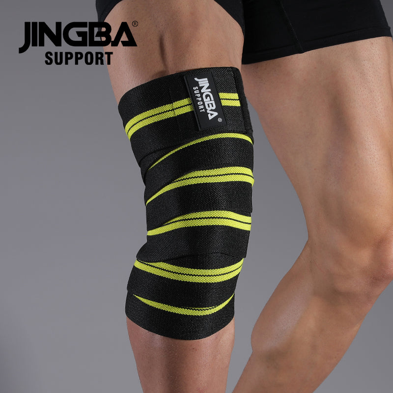 JINGBA SUPPORT 6324 Polyester Non-Slip Running Genouillère Brace High Elastic Compression Genou Bandage Wraps
