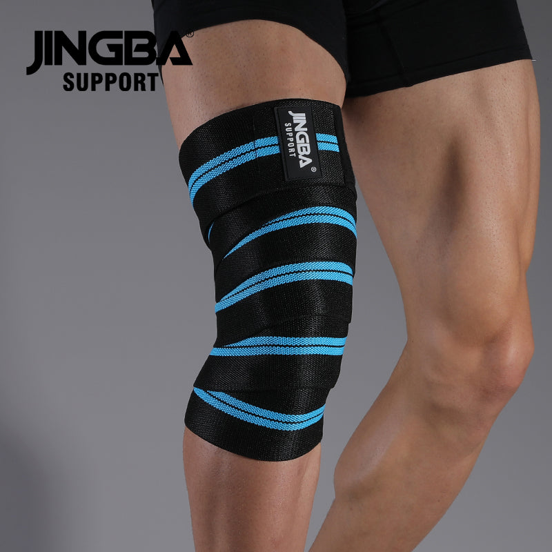 JINGBA SUPPORT 6324 Polyester Non-Slip Running Genouillère Brace High Elastic Compression Genou Bandage Wraps