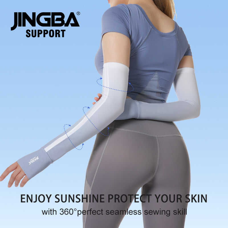 JINGBA SUPPORT 6945 Silicone anti-dérapant dégradé de couleur léger respirant trous pour les pouces manchons de protection UV souples