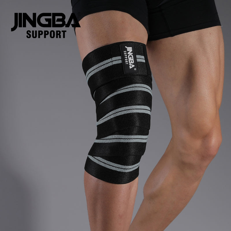JINGBA SUPPORT 6324 Polyester Non-Slip Running Genouillère Brace High Elastic Compression Genou Bandage Wraps