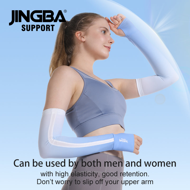 JINGBA SUPPORT 6945 Silicone anti-dérapant dégradé de couleur léger respirant trous pour les pouces manchons de protection UV souples