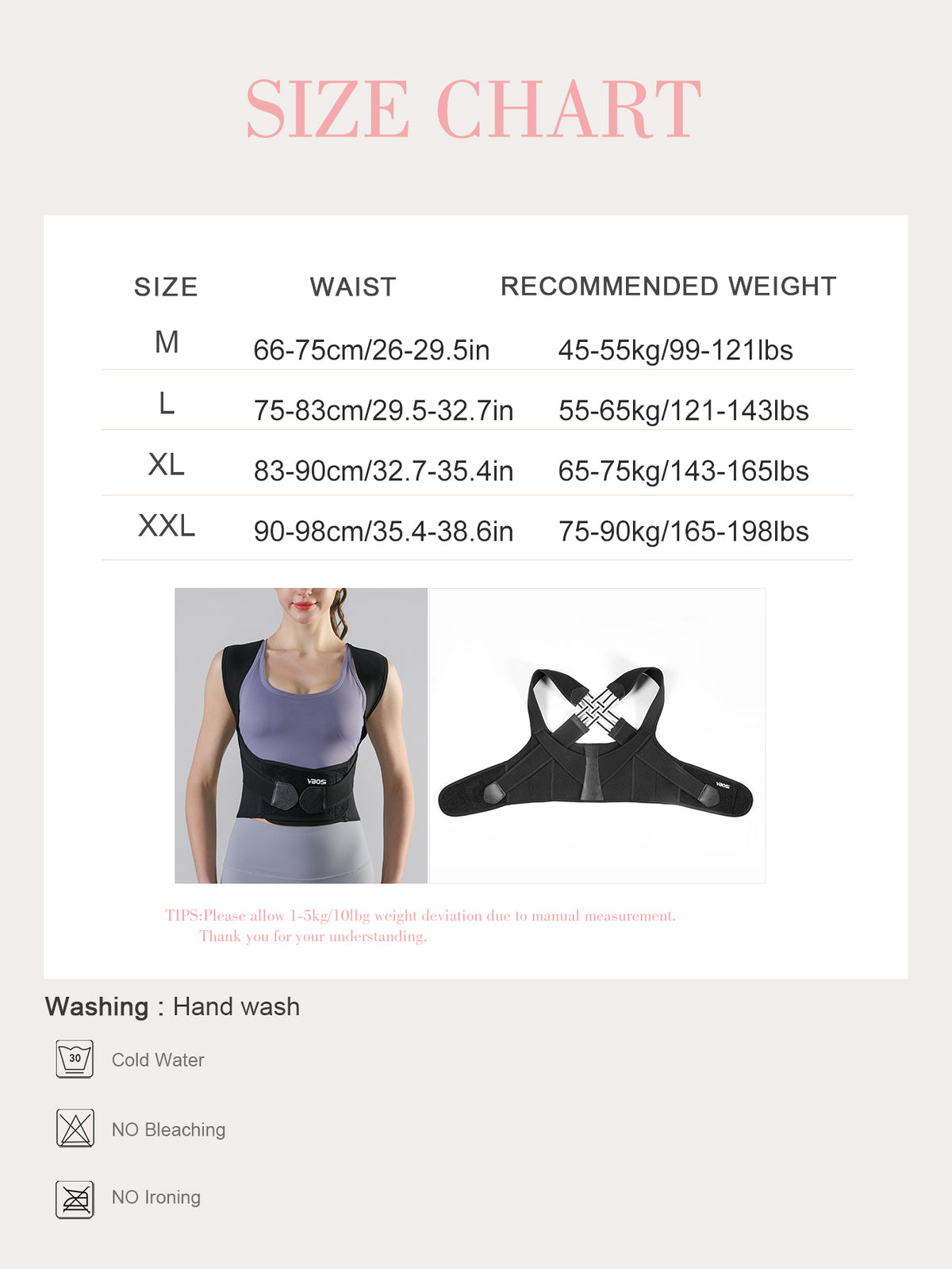 VBOSI Adjustable Back Support Belt with X-Strap Shoulder Design & Support Stays