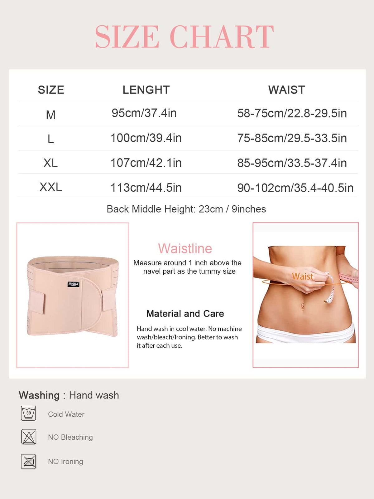 VBOSI Back Support Belt with Adjustable Straps & Reinforced Support Stays