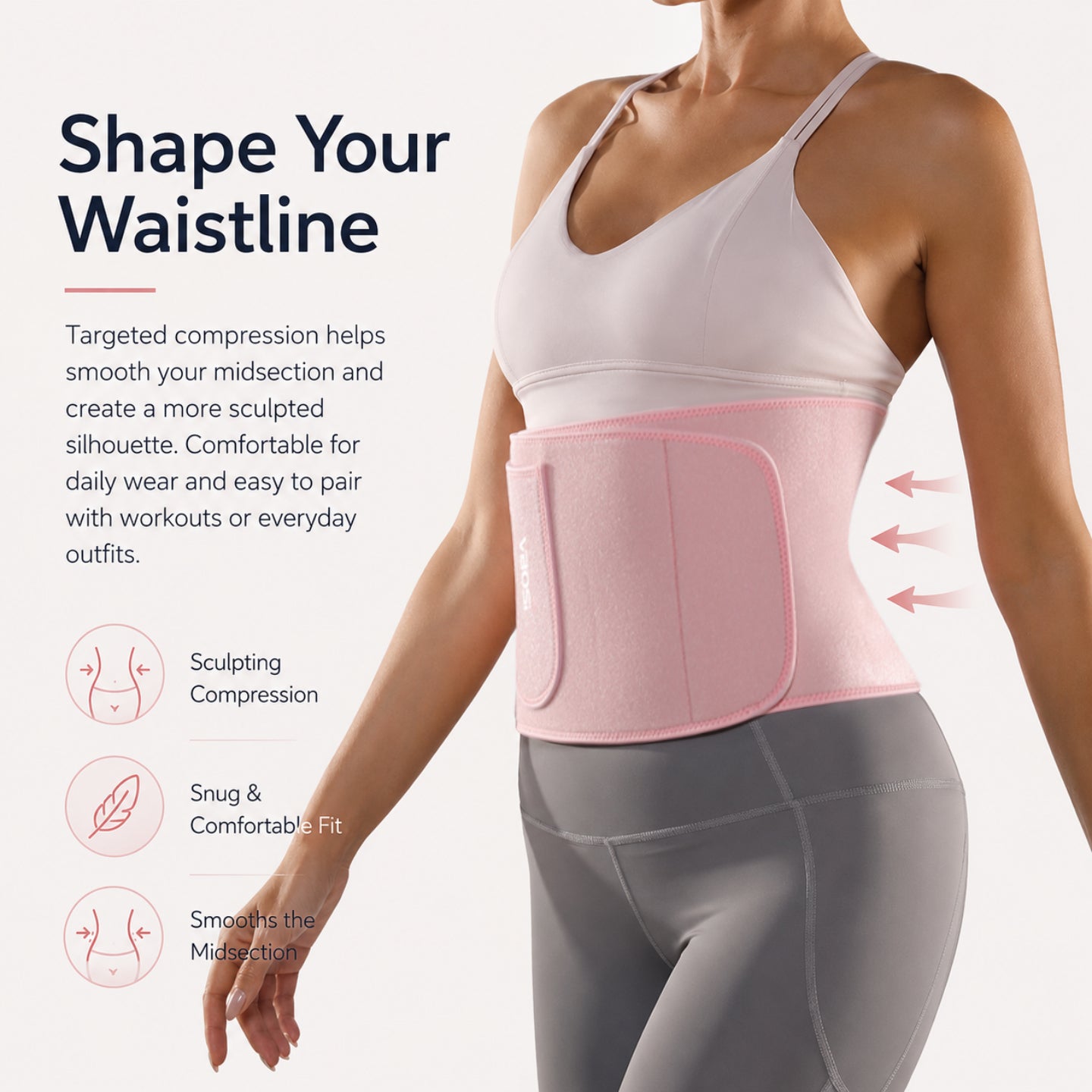 VBOSI Silver-Coated Neoprene Waist Trainer Belt