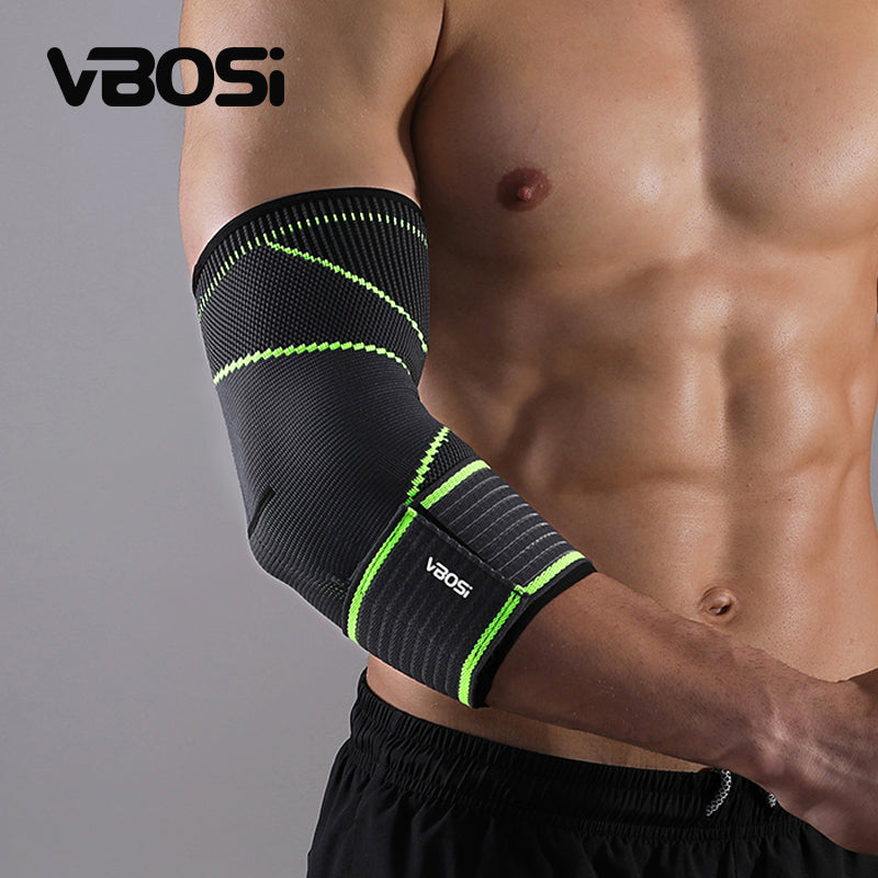 VBOSI Knitted Adjustable Elbow Support Sleeve with Extended Compression Strap