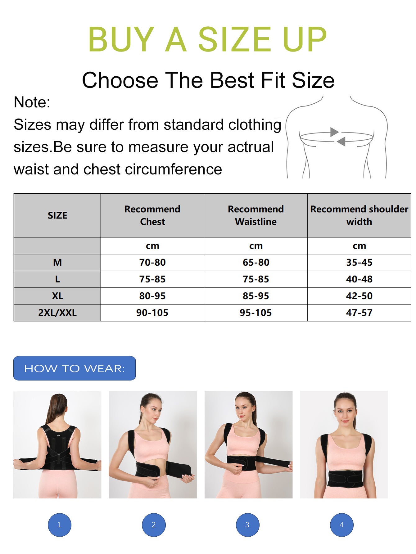 VBOSI Adjustable Back Posture Corrector with Metal Stays