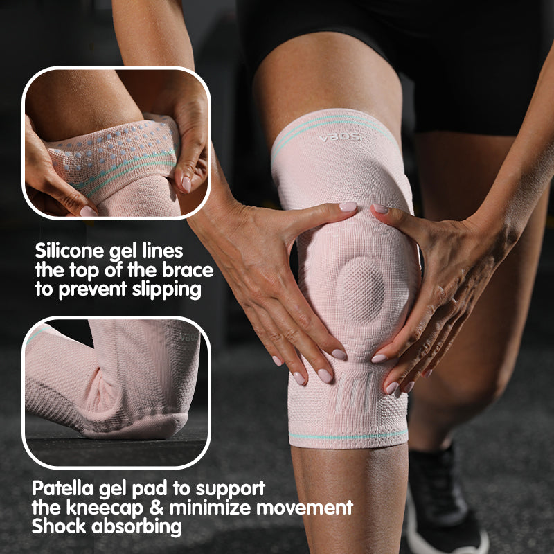 1 Piece Anti-slip Compression Breathable Sports Knee Support with Gel Pad and Stabilizers