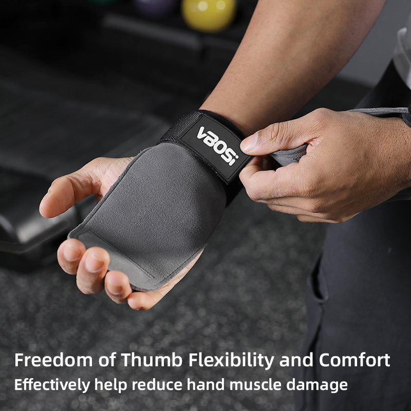 VBOSI Adjustable Weightlifting Grip Gloves with Padded Palm