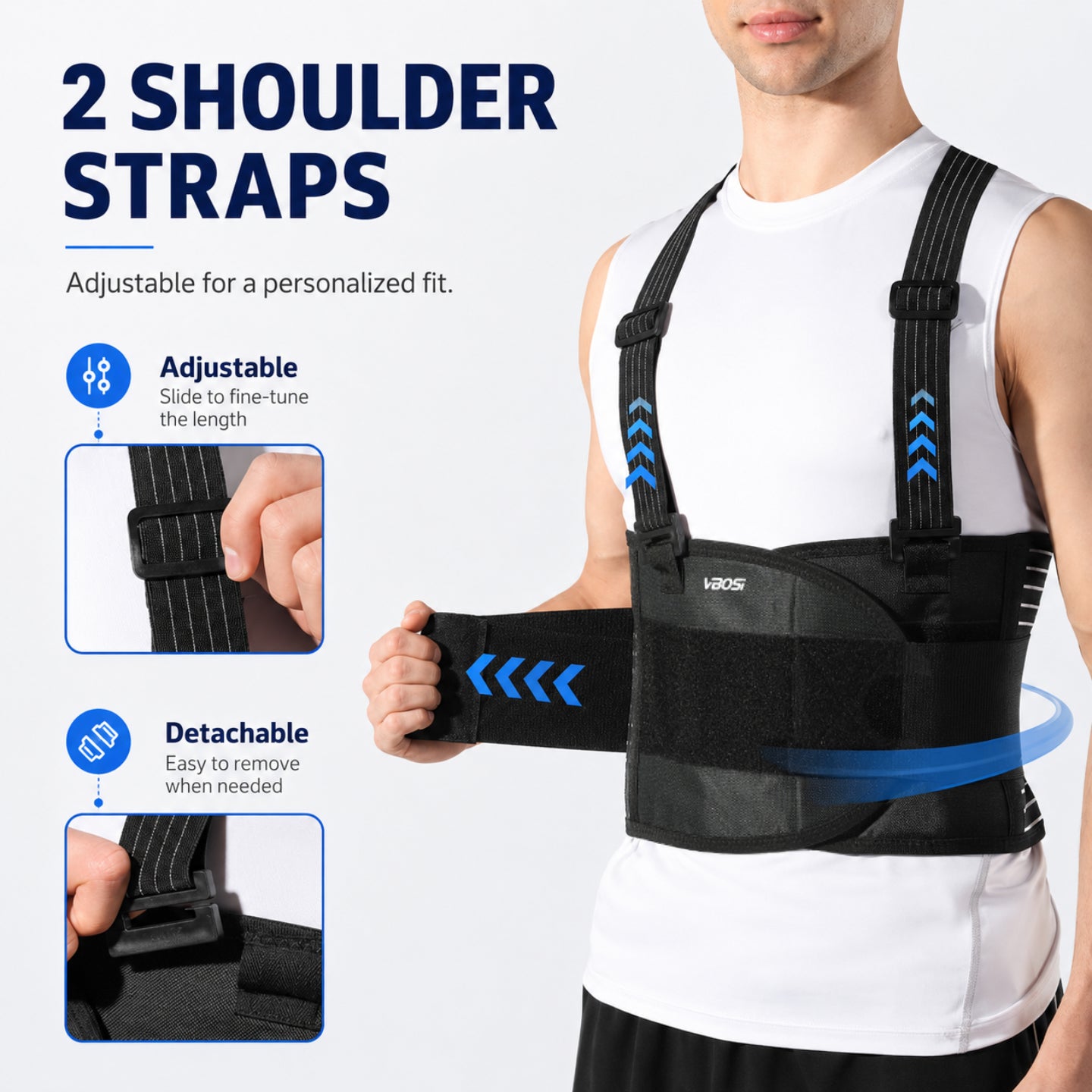 VBOSI Heavy Duty Back Support Belt with Adjustable Straps