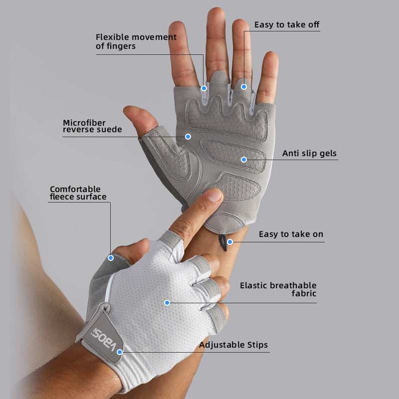 VBOSI Breathable Half Finger Workout Gloves with Non-Slip Silicone Palm