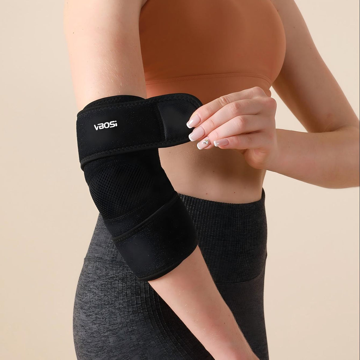 VBOSI 1 Piece Breathable Elbow Support Wrap with Dual Tension Straps