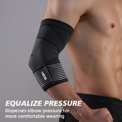 VBOSI Knitted Adjustable Elbow Support Sleeve with Extended Compression Strap