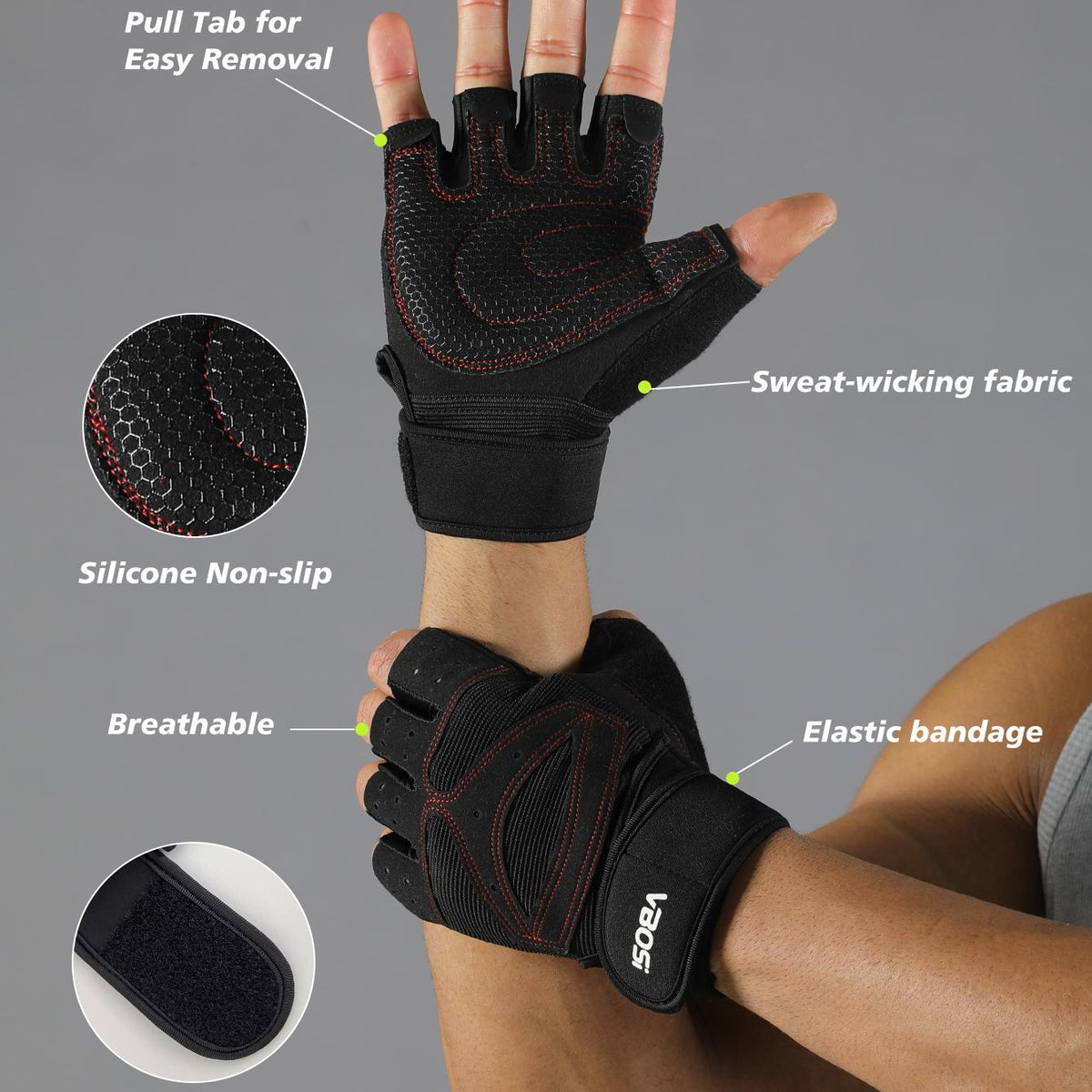 JINGBA SUPPORT 1004 guantes de gimnasio deportivos con logotipo personalizado al por mayor ajustable y medio dedo ligero 