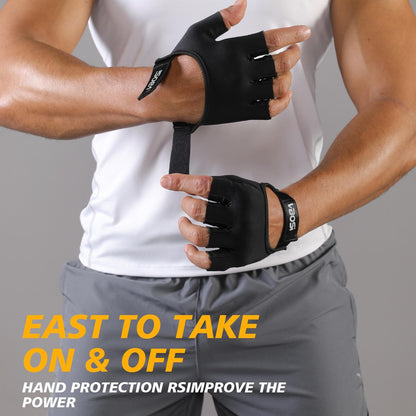 VBOSI Non-Slip Half Finger Workout Gloves with Adjustable Wrist Strap