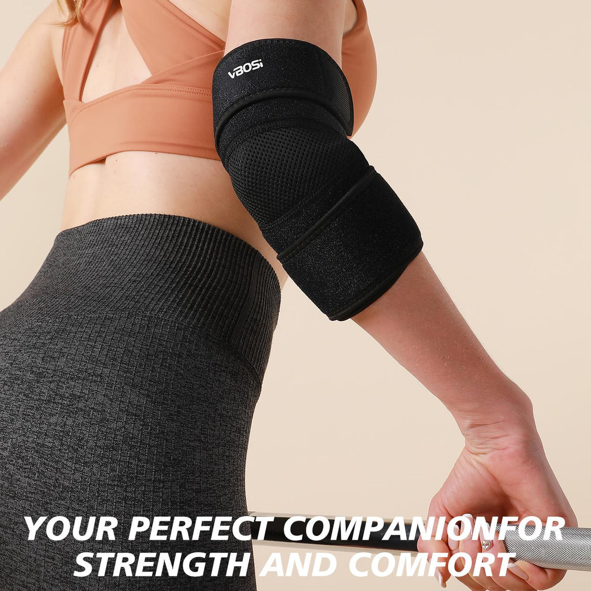 VBOSI 1 Piece Breathable Elbow Support Wrap with Dual Tension Straps