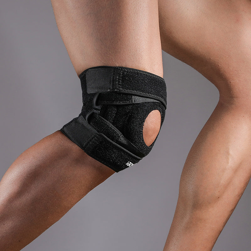 Rodillera deportiva de secado rápido con almohadilla estabilizadora y protección para rótula