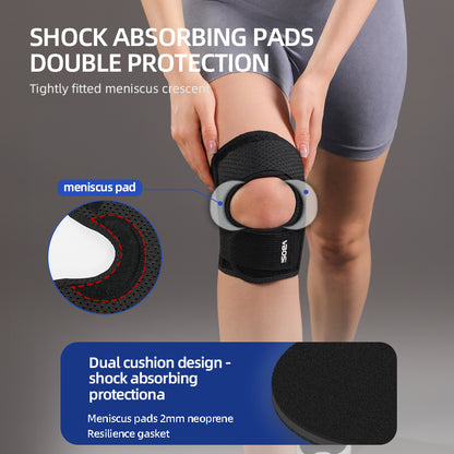 VBOSI 1 Piece Adjustable Knee Support Brace with Dual Spring Stays & Open Patella