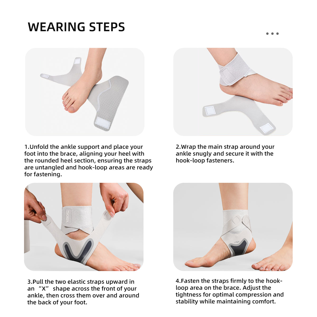 VBOSI 1 Pair Adjustable Ankle Support Wraps with Y-Shaped Straps & Open Heel Design