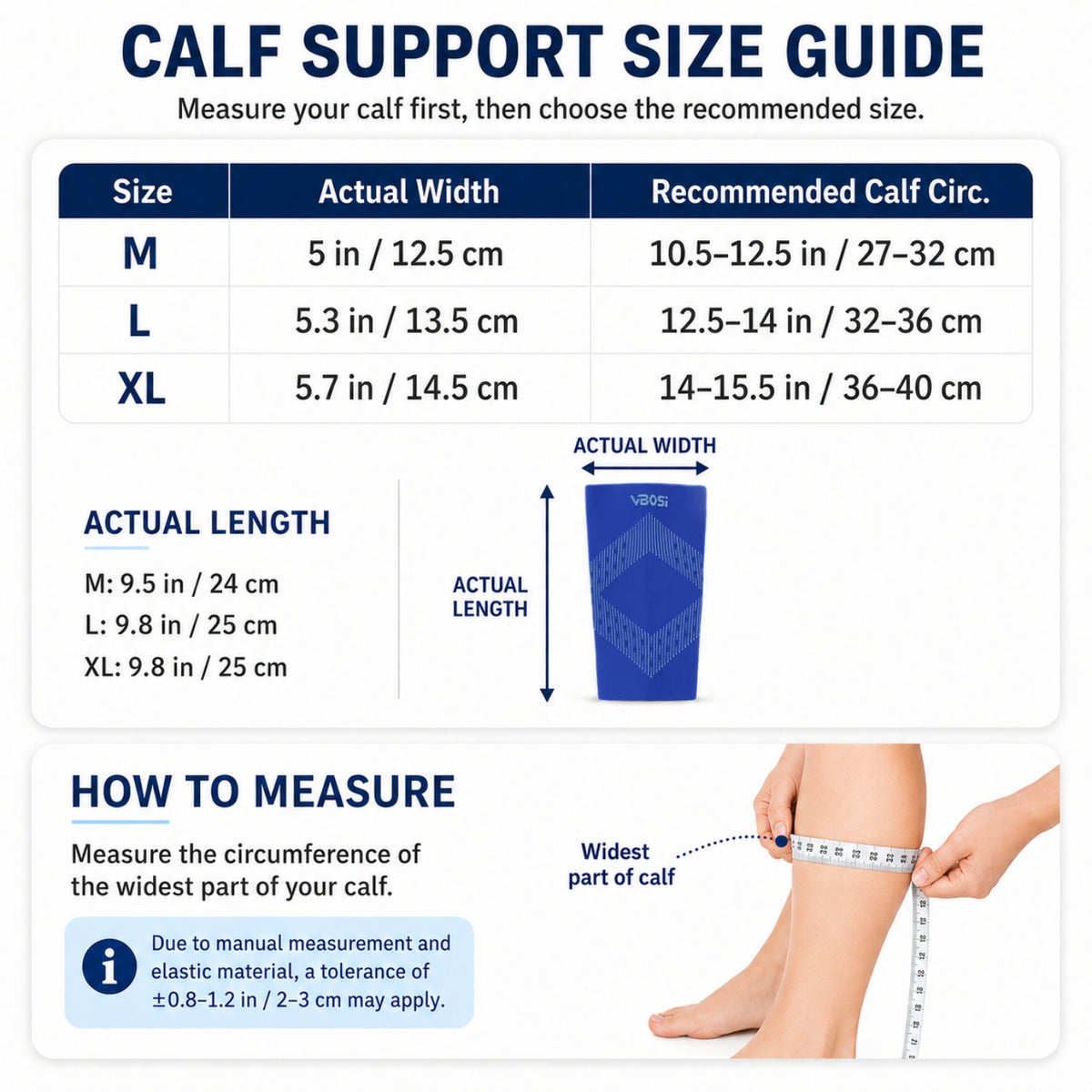 VBOSI Non-slip Graduated Compression Calf Sleeve