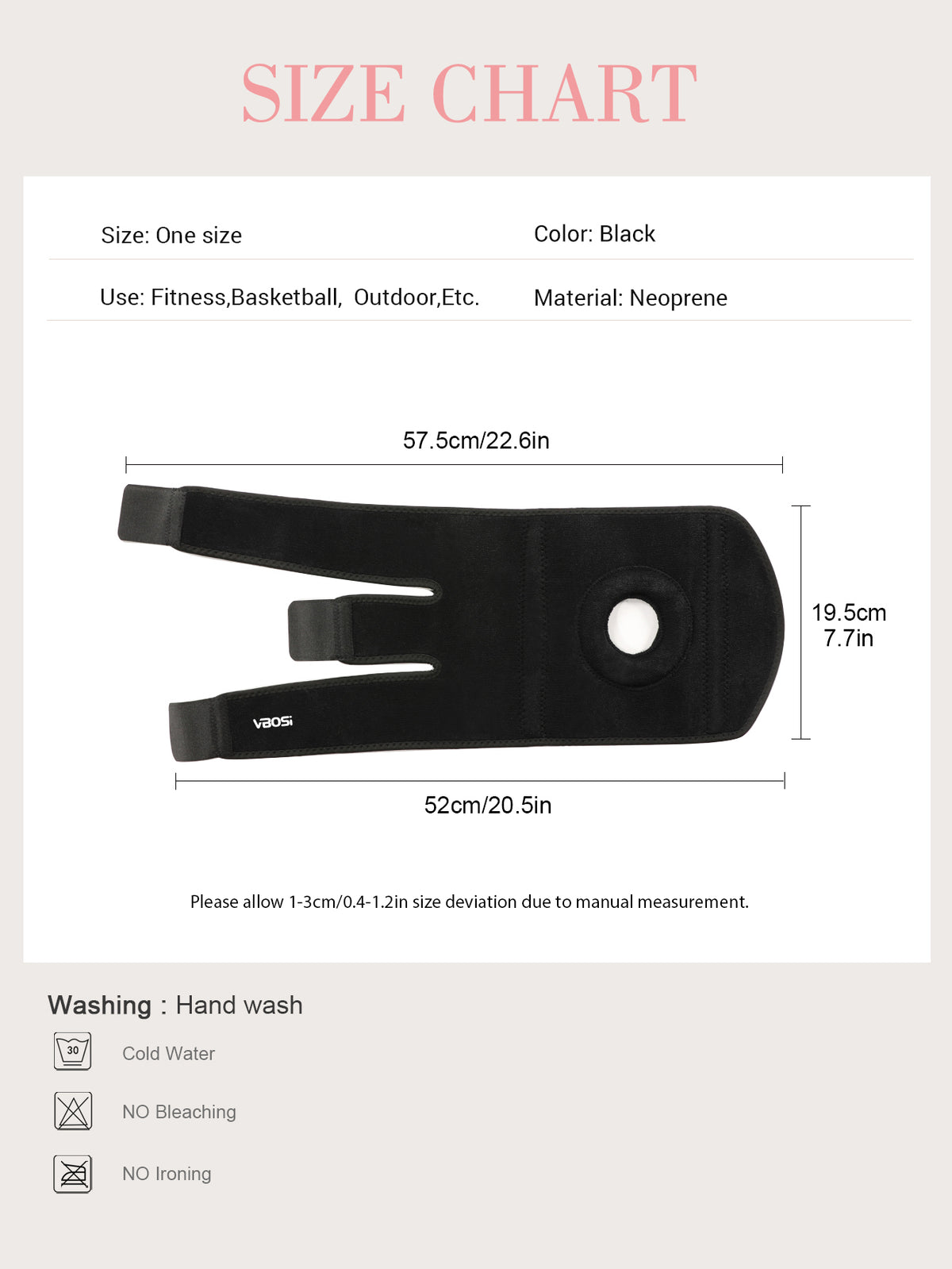 VBOSI Adjustable Open Patella Knee Support with Dual Side Stays