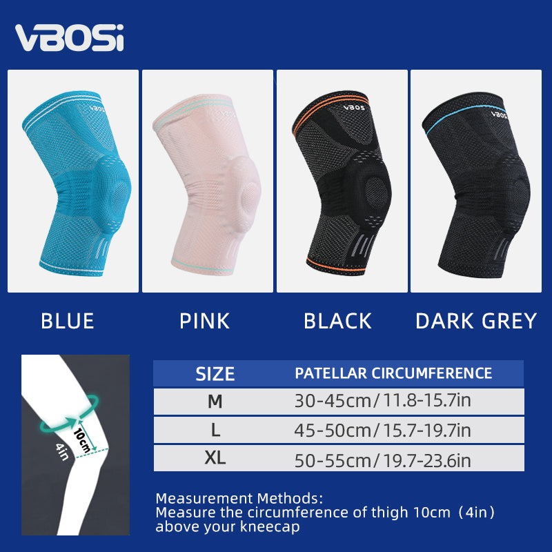 1 Piece Anti-slip Compression Breathable Sports Knee Support with Gel Pad and Stabilizers