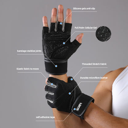 VBOSI Fitness Gloves with Adjustable Strap & Anti-Slip Palm