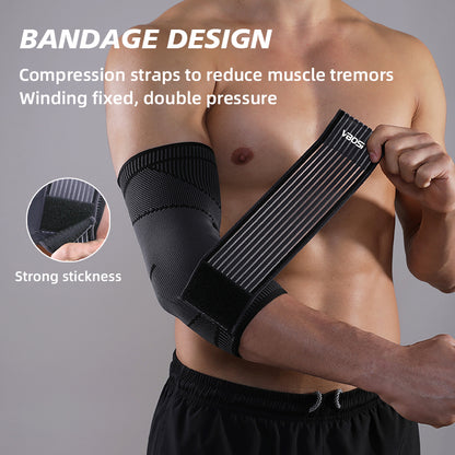 VBOSI Knitted Adjustable Elbow Support Sleeve with Extended Compression Strap