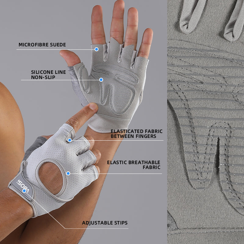 VBOSI Breathable Open-Back Workout Gloves with Silicone Grip Palm