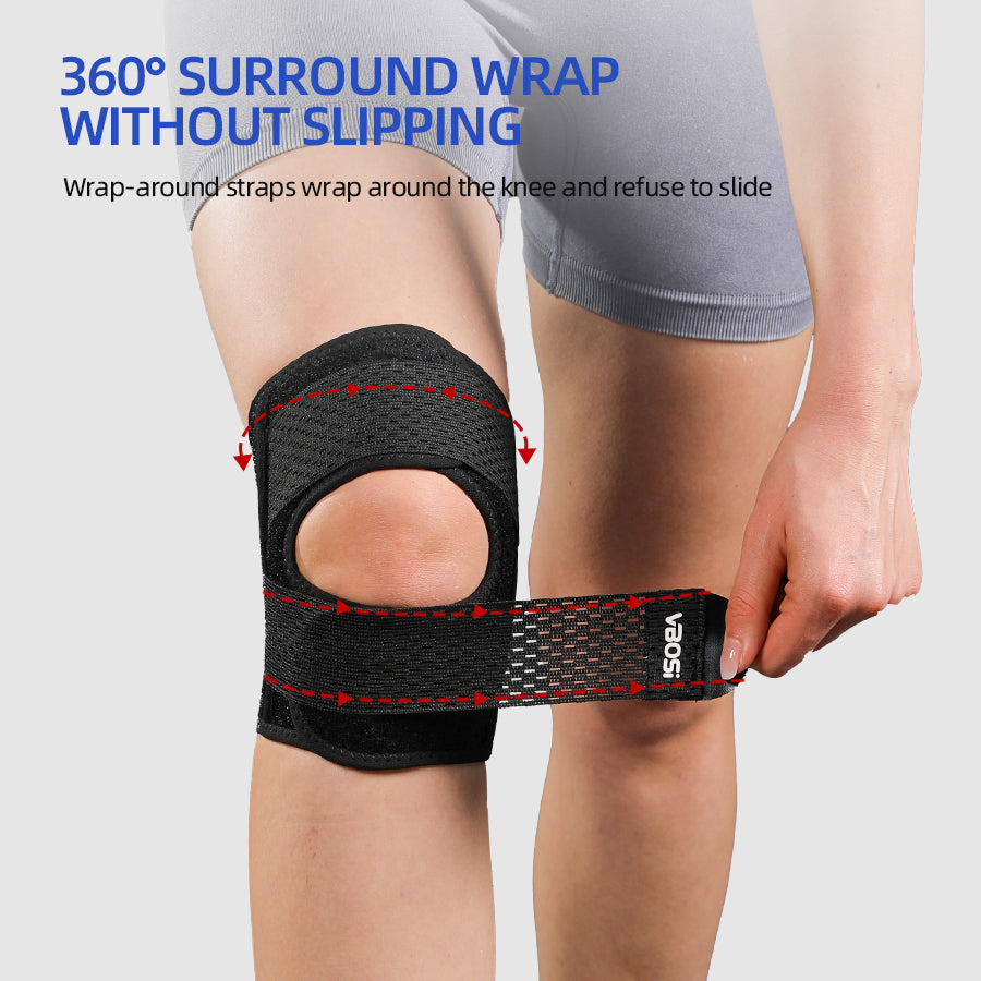 VBOSI 1 Piece Adjustable Knee Support Brace with Dual Spring Stays & Open Patella