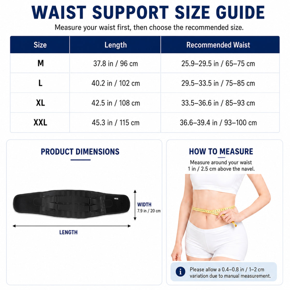 VBOSI Lower Back Lumbar Support Waist Belt