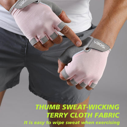VBOSI Breathable Half Finger Workout Gloves with Non-Slip Silicone Palm