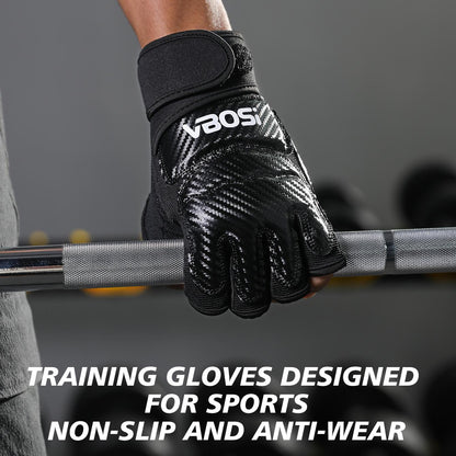 VBOSI Anti-Slip Gym Gloves with Adjustable Wrist Strap