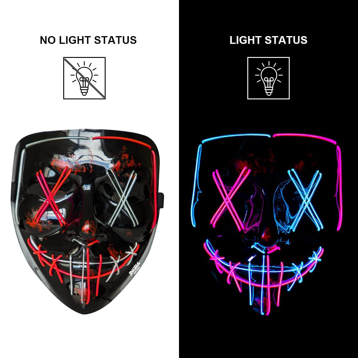 Halloween LED Mask, Light up Mask Cosplay LED Rave Face Mask for Men Women Kids, Halloween Festival Party