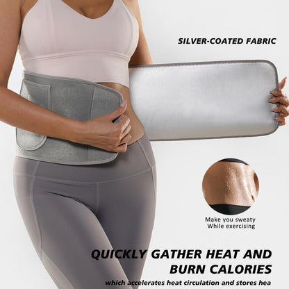 VBOSI Adjustable Waist Trimmer Belt with Silver-Coated Fabric & Wide Wraparound Fit