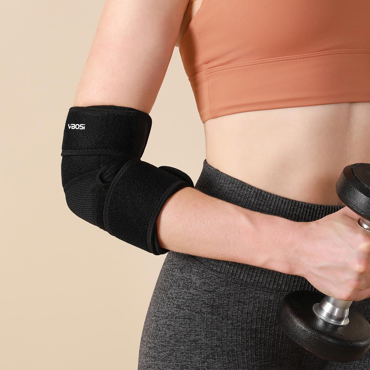 VBOSI 1 Piece Breathable Elbow Support Wrap with Dual Tension Straps