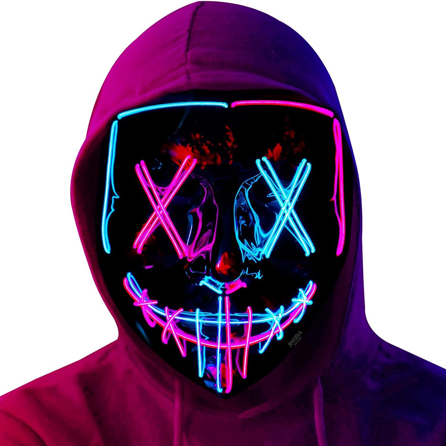 Halloween LED Mask, Light up Mask Cosplay LED Rave Face Mask for Men Women Kids, Halloween Festival Party