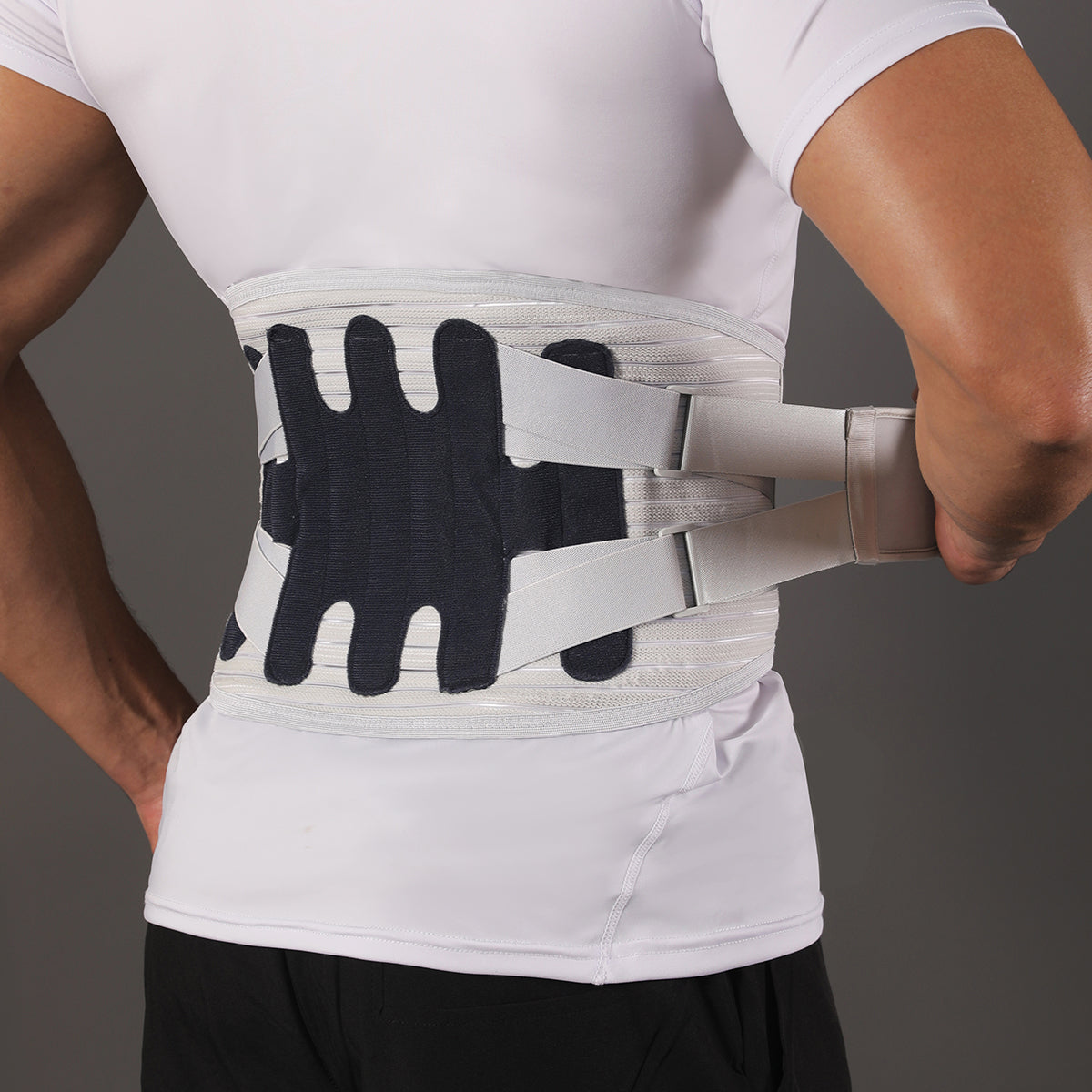 VBOSI Adjustable Back Support Belt with Dual Compression Straps & Support Stays