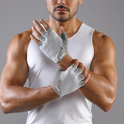 VBOSI Breathable Half Finger Workout Gloves with Non-Slip Silicone Palm