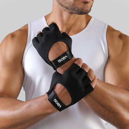 VBOSI Non-Slip Half Finger Workout Gloves with Adjustable Wrist Strap